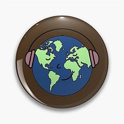Earth Listening to Music Pin