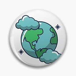 Blue Earth in Clouds Pin