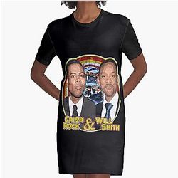 Will Smith and Chris Rock Meme Graphic T-Shirt Dress