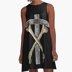 Christian Death Cross and Bones A-Line Dress