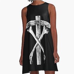 Christian Death Cross and Bones (white) A-Line Dress