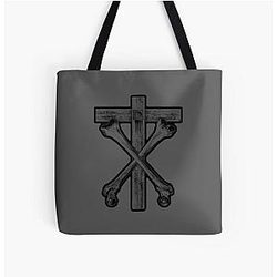 Christian Death Cross and Bones (black) All Over Print Tote Bag