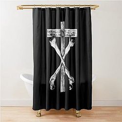 Christian Death Cross and Bones (white) Shower Curtain