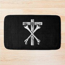Christian Death Cross and Bones (white) Bath Mat