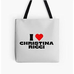 I Love Christina Ricci Black Fonts Tote Bag