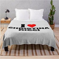 I Love Christina Ricci Black Font Throw Blanket