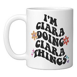 Retro Groovy CIARA Doing Things Funny Mother's Day Ceramic Mug, White