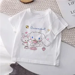 Cinnamoroll Cartoon Dog Coffee With Bunny T-shirts