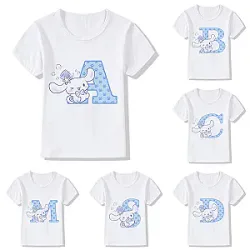 Cinnamoroll Children Letter Name Combination Sanrio Cartoons T-shirts