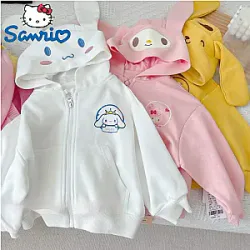 Sanrio Cinnamoroll Cartoon Dog With Ear Hat Long Sleeve Warm Hoodies
