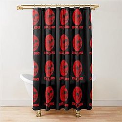 red skull circle jerks vintage vibes Shower Curtain