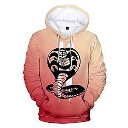 Cobra Kai Hoodies - Pink Cobra Kai Print Casual Streetwear Hoodie