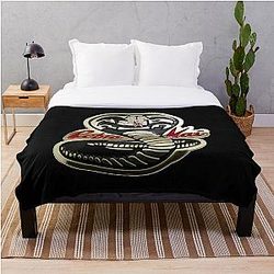 Cobra Kai Bedding Sets -  Never Dies Golden Snake Logo Graphic Throw Blanket RB1006