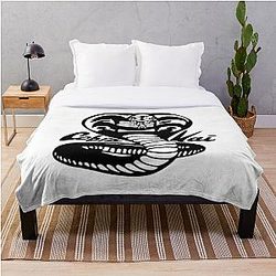 Cobra Kai Bedding Sets - Cobra Kai black and white Throw Blanket RB1006