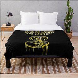 Cobra Kai Bedding Sets - Cobra Kai Logo strike first Throw Blanket RB1006