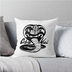 Cobra Kai Pillows - Cobra Kai black and white Throw Pillow RB1006