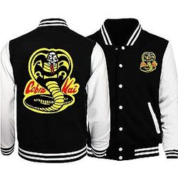 Cobra Kai Jackets - Cobra Kai Baseball Hoodie Button Jacket
