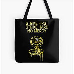 Cobra Kai Bags - Cobra Kai Logo strike first All Over Print Tote Bag RB1006