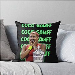 Coco Gauff Tennis Champion Female 2024 Throw Pillow