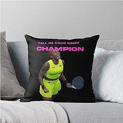 Coco Gauff Champion Throw Pillow