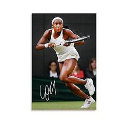 LOGAUT Coco Gauff Poster Tennis Signed Poster Wall Art Canvas Print, Unframe 12x18inch Large Room Aesthetic Home Decoration Painting Canvas.