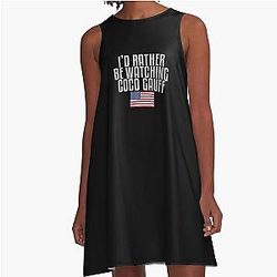Id rather be watching Coco Gauff in a-line dress