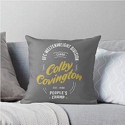 Colby Covington - White Gold Vintage Typography Throw Pillow
