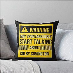 Warning may Talk about Colby Covington Throw Pillow