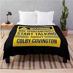 Warning May Spontaneously Talk About Colby Covington Throw Blanket