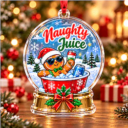 Naughty Juice Gingerbread Snow Globe Christmas Ornament NTT1510 Cold Ones Decoration