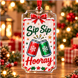 Sip Sip Hooray Christmas Drinks Ornament NTT1510 Cold Ones Decoration