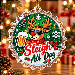 Sleigh All Day Reindeer Christmas Ornament NTT1510 Cold Ones Decoration