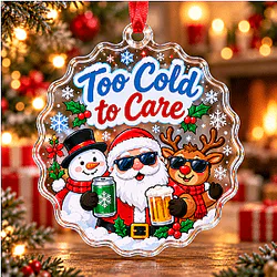 Too Cold to Care Santa Snowman Reindeer Christmas Ornament NTT1510 Cold Ones Decoration