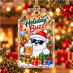 Holiday Buzz Polar Bear Acrylic Christmas Ornament NTT1510 Cold Ones Decoration