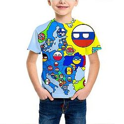 Countryball Funny 3D Print Summer Kids T-Shirt