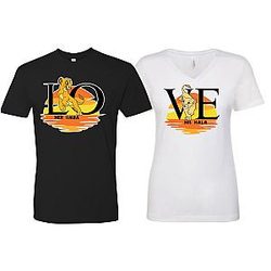 Her Simba His Nala Celebrating Anniversary at Disney with custom couples matching valentine family matching tshirt