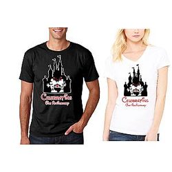 Celebrating Our Anniversary at Disney castle with custom year couples matching valentine family matching tshirt