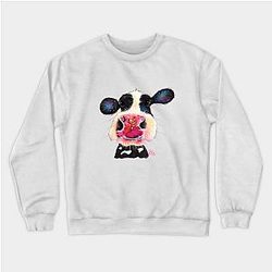 Cow Print Sweatshirts - NoSeY CoW ' BuBBLeS ' by SHiRLeY MacARTHuR Sweatshirt TP0212