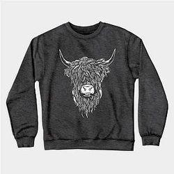 Cow Print Sweatshirts - Scottish Highland Cattle Cow Bull Head Breeder Sweatshirt TP0212