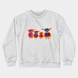 Cow Print Sweatshirts - HiGHLaND CoW PRiNT SCoTTiSH ' La FaMiLia' BY SHiRLeY MacARTHuR Sweatshirt TP0212