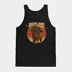 Cow Print Tank Tops - Vintage Scottish Highland Cow Art Tank Top TP0212