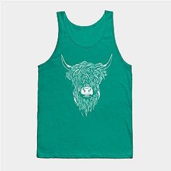 Cow Print Tank Tops - Scottish Highland Cattle Cow Bull Head Breeder Tank Top TP0212