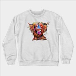 Cow Print Sweatshirts - HiGHLaND CoW PRiNT SCoTTiSH ' BRuCe ' BY SHiRLeY MacARTHuR Sweatshirt TP0212