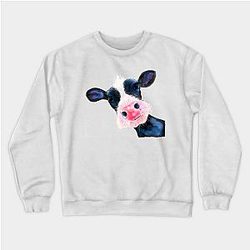 Cow Print Sweatshirts - CoW PRiNT NoSeY CoW ' HeLLo SuNSHiNe ' by SHiRLeY MacARTHuR Sweatshirt TP0212
