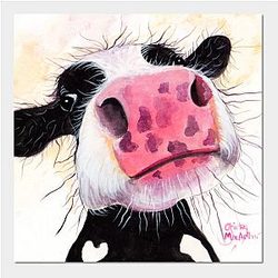 Cow Print Posters - NoSeY CoW ' BeTTY BLueBeRRY ' BY SHiRLeY MacARTHuR Poster TP0212