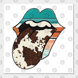 Cow Print Posters - Tongue cow hide design Poster TP0212