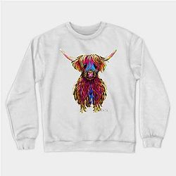 Cow Print Sweatshirts - HiGHLaND CoW PRiNT SCoTTiSH ' BuTCH ' BY SHiRLeY MacARTHuR Sweatshirt TP0212