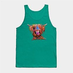 Cow Print Tank Tops - HiGHLaND CoW PRiNT SCoTTiSH ' BRuCe ' BY SHiRLeY MacARTHuR Tank Top TP0212