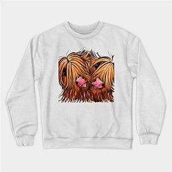 Cow Print Sweatshirts - Highland Cow Print, Animal Print ' RHuBaRB &amp; GiNGeR ' Sweatshirt TP0212