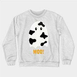 Cow Print Sweatshirts - Moo! boo Cute Funny Cow Print Ghost Spooky Halloween Sweatshirt TP0212